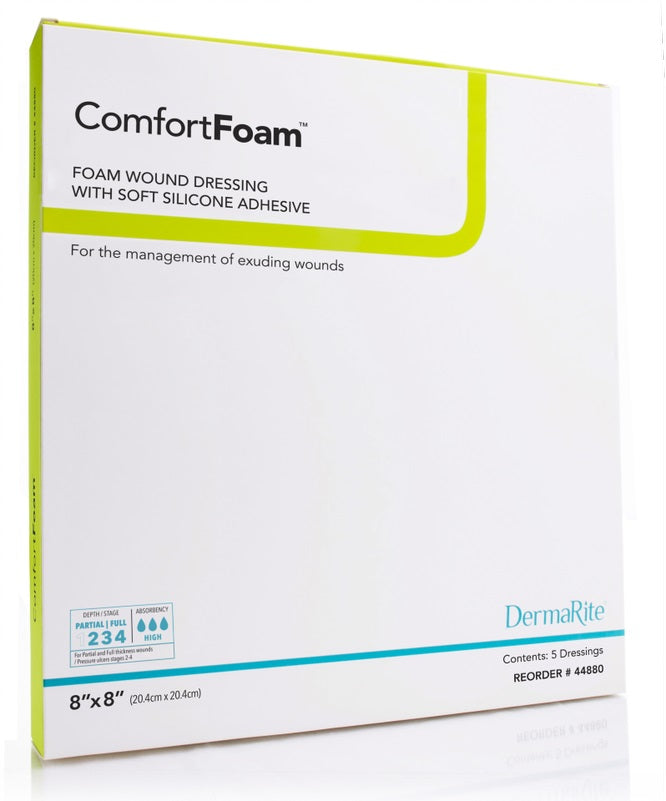 ComfortFoam No Border Silicone Foam Wound Dressing, 8" x 8"