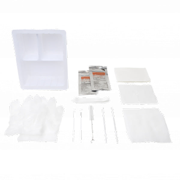 Dynarex Tracheostomy Care Kit, Three Compartment Tray with Vinyl Gloves and Peroxide
