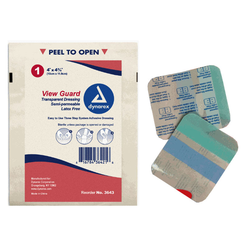 Dynarex View Guard Transparent Dressing, 4" x 4-3/4"