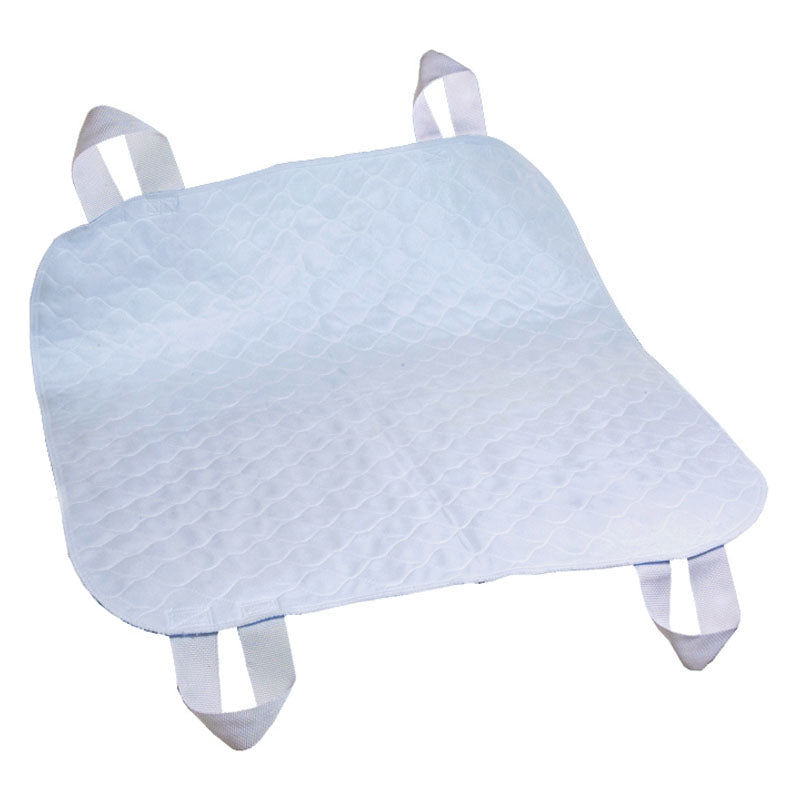Essential Medical Quik-Sorb Reusable Incontinence Underpad, 34" x 35" Large Brushed Polyester Pad, with Heavy Duty 5" Long Straps