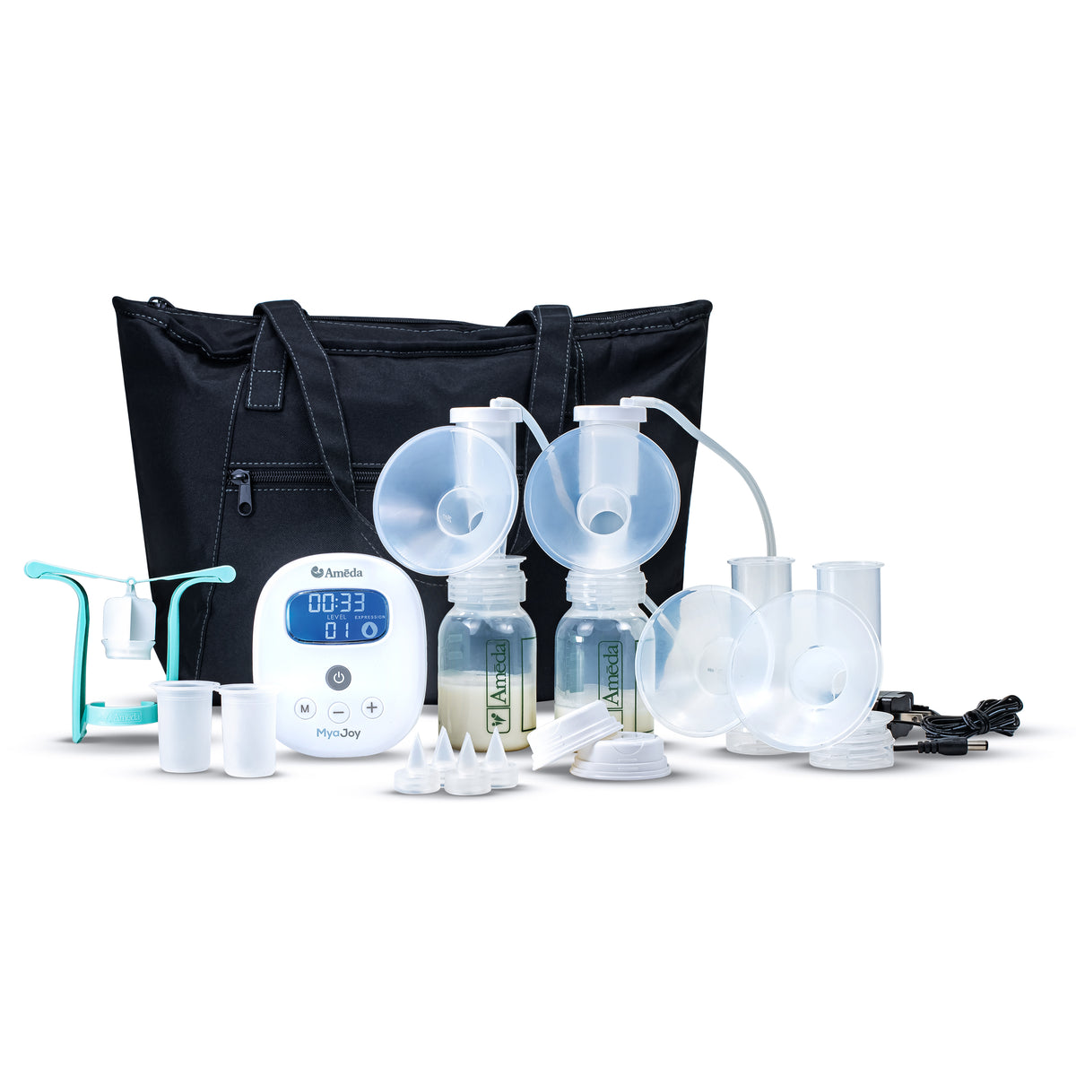 Ameda Mya Joy Double Electric Breast Pump, with Large Tote and Accessories, 3.6'' x 4.3'' x 2.16''