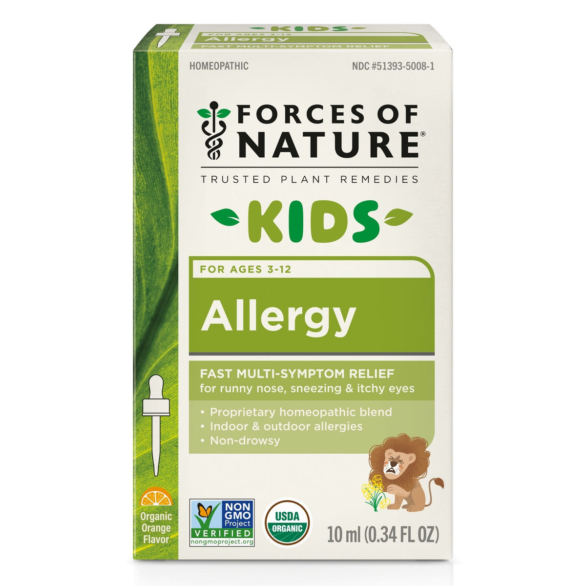 Forces of Nature Allergy Kids, Organic, Homeopathic, Sublingual, 10ml (0.34 fl oz)