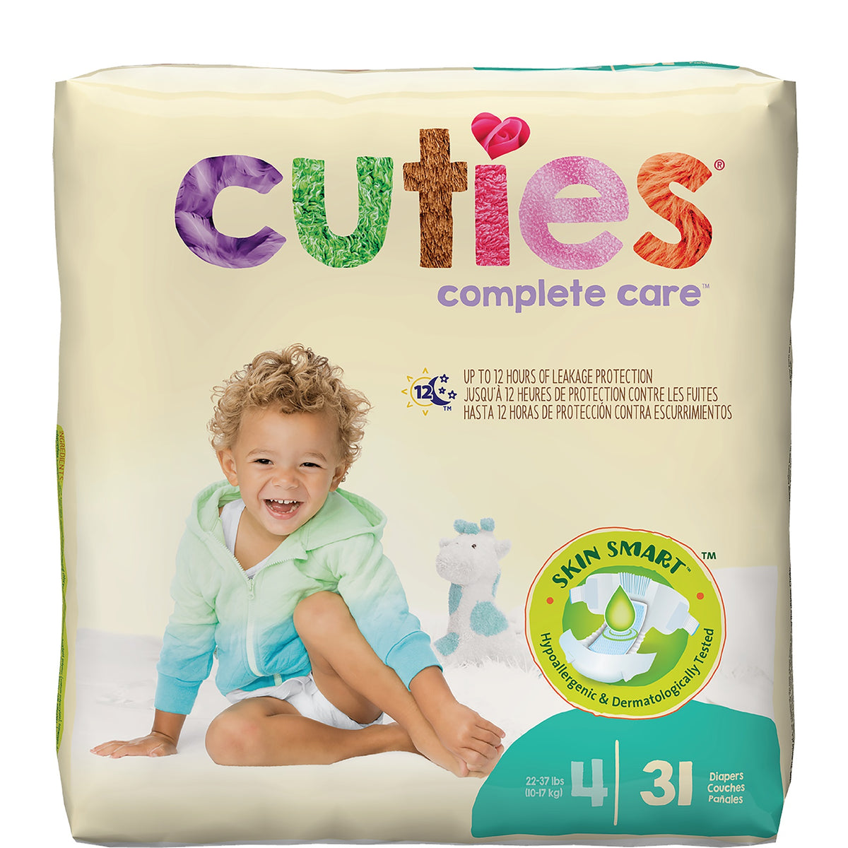Cuties Baby Diapers, Size 4 (22 - 37 lbs)