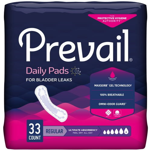 Prevail Female Bladder Control Pad, 16" Length, Heavy Absorbency