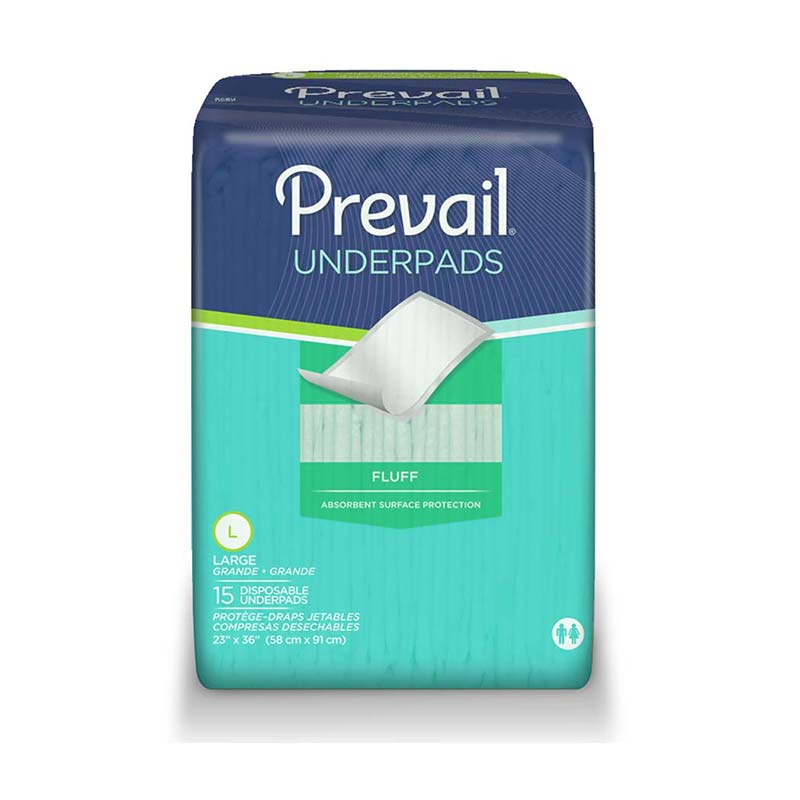 PrevailFluff Disposable Underpads, Green, Latex Free 23"x 36"