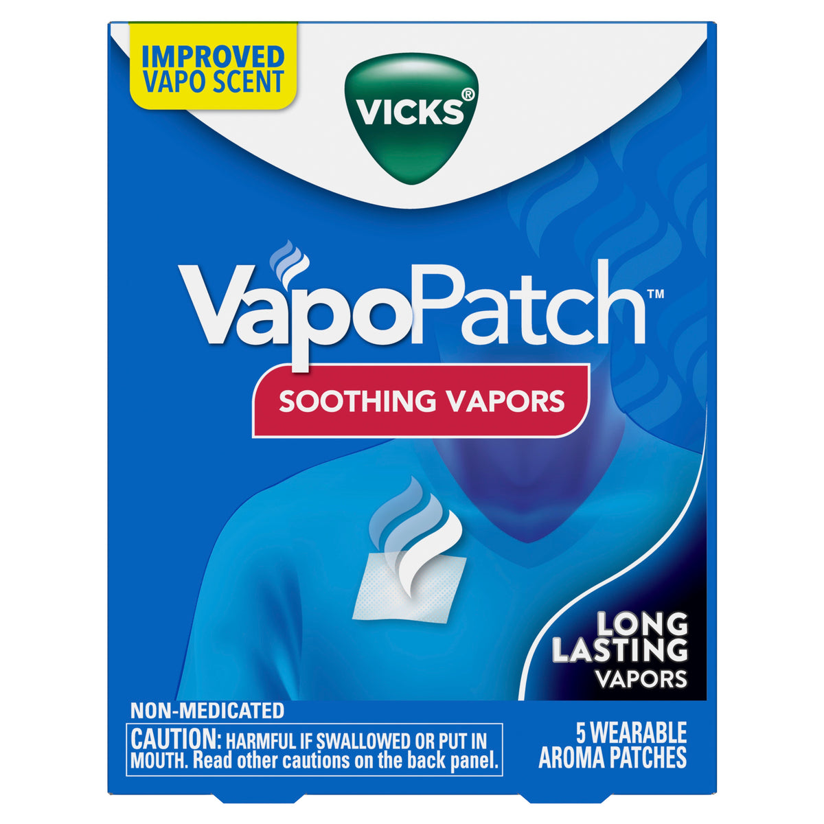 Vicks VapoPatch, Non-Medicated Wearable Aroma Patch, Long Lasting Soothing Vicks Vapors, 5 ct