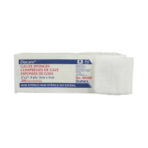 Ducare Gauze Sponges, Non-Sterile, Woven, 8-Ply, 4" x 4"