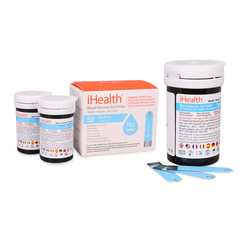 iHealth Blood Glucose Test Strip, No Code, Blue
