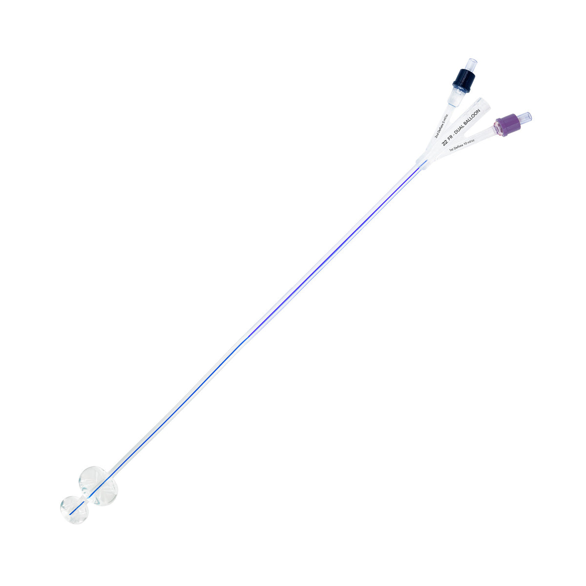 TruCath Duo 100% Silicone Dual-Balloon Catheter, 22 Fr