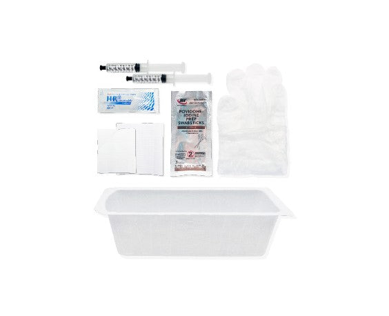 TruCath Duo Dual-Balloon Catheter Insertion Tray with 10mL Water Syringes and PVP Swabsticks