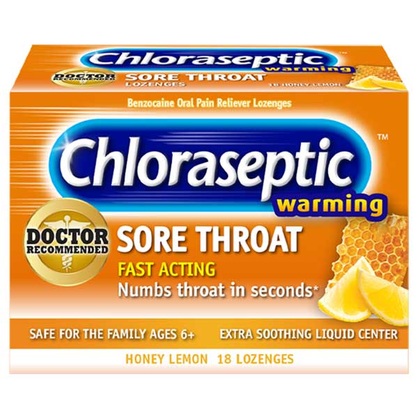 Chloraseptic, Honey Lemon, Warming Sore Throat Lozenges, 18 ct.