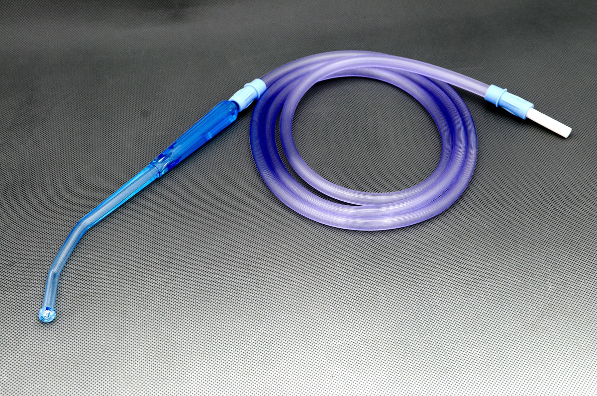 AMSURE Suction Tube Handle with Tubing, Rigid Type, Bulb Tip, Yankauer Style, Non-Vented