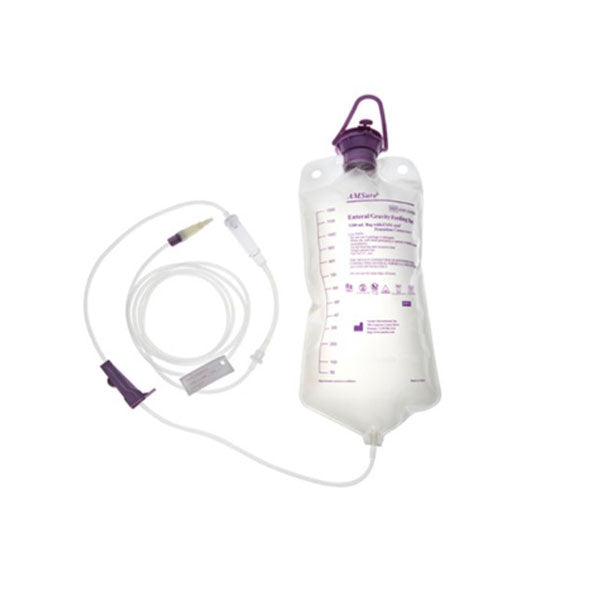 AMSure Enteral Feeding Gravity Set, 1200mL Bag, Standard Bore Tubing, With ENFit and Transition Connectors