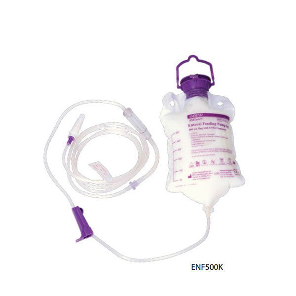 AMSure Enteral Feeding Bag Pump Set with ENFit & Transition Connectors, 500 mL