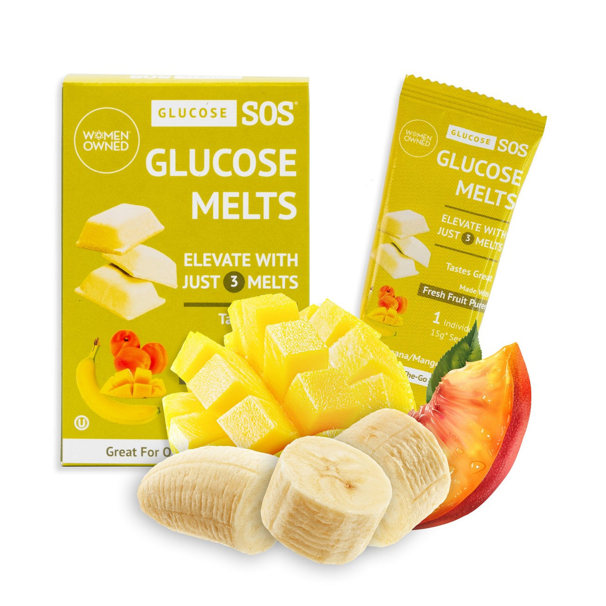 Glucose SOS Glucose Melts - Banana/Mango/Peach, 5 Pack
