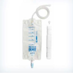 Merit Medical Systems Drainage Depot Bag with Soft Cloth backing, 600mL, Large Bore Tubing, Twist Drain Valve