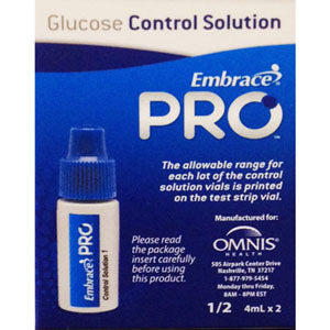 Omnis Health Embrace PRO Glucose Control Solution, Normal-(L1); High (L2)