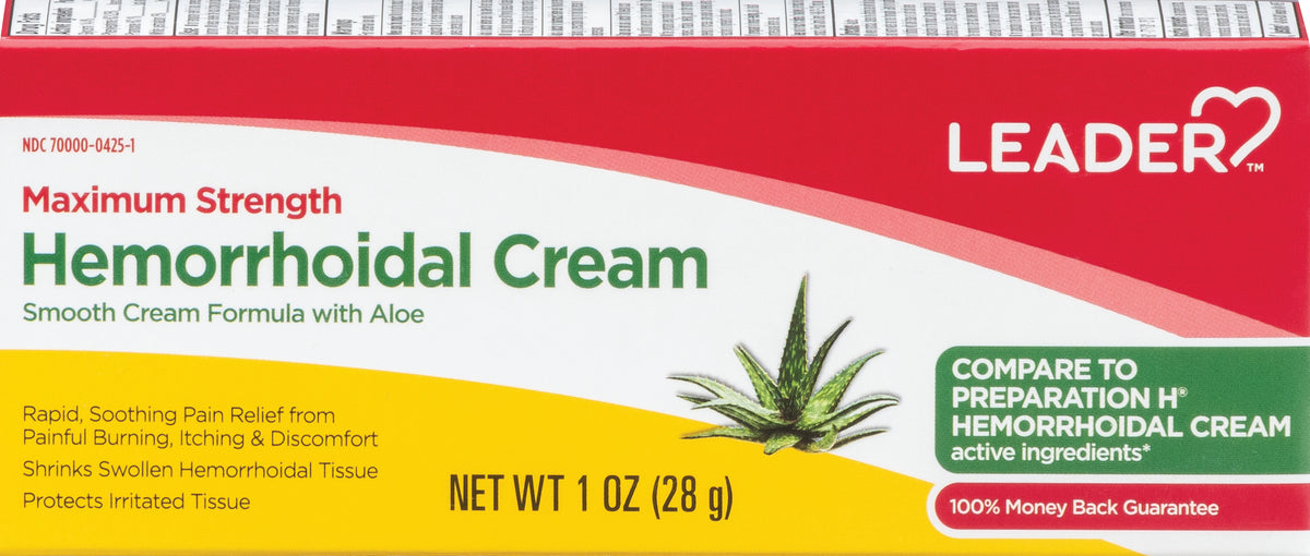 Leader Hemorrhoidal Cream Maximum Strength, 1 oz (Compare To Preparation H)