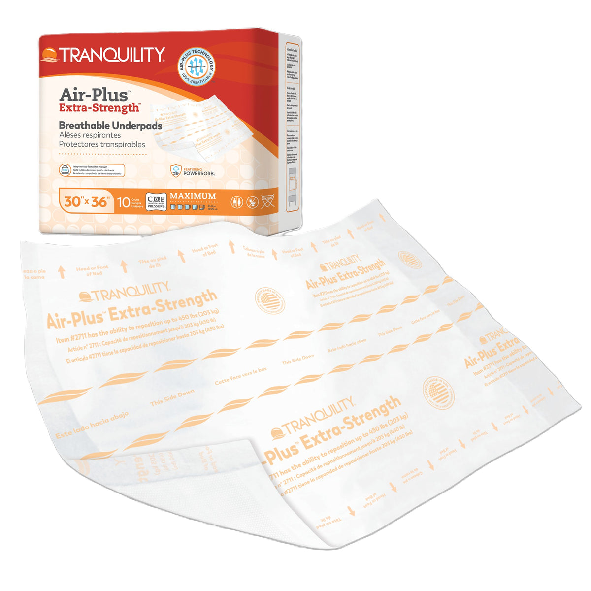 Tranquility Premium Air-Plus Extra-Strength Breathable Underpads, 30" x 36"