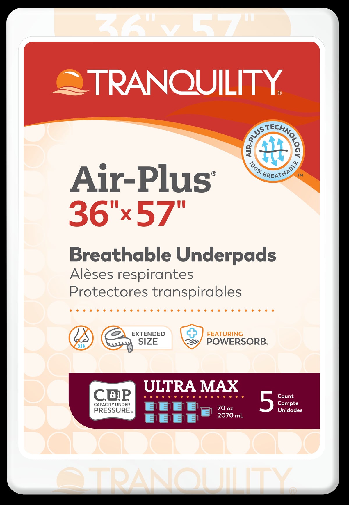 Tranquility Air-Plus Breathable Underpads, 36" x 57"