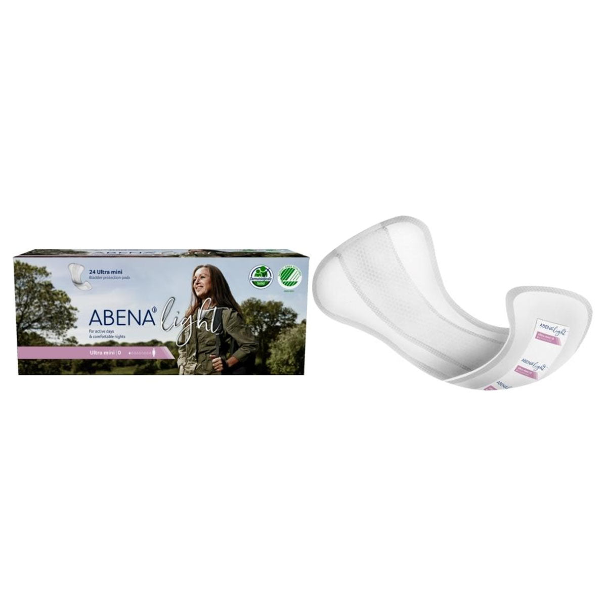 Abena Light Protective Incontinence Pad, Ultra Mini 0, Unisex, 100mL Absorbency, 8cm x 21cm