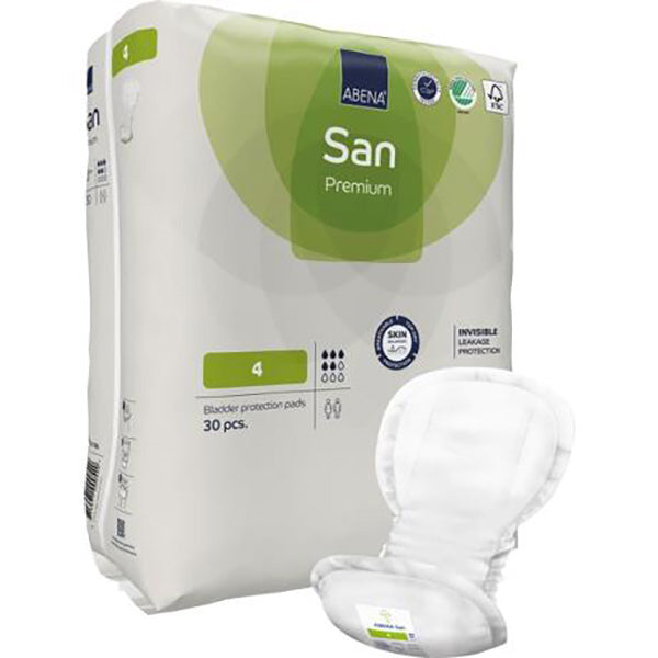 Abena San 4, Premium Incontinence Bladder Control Pad, 17" x 8"