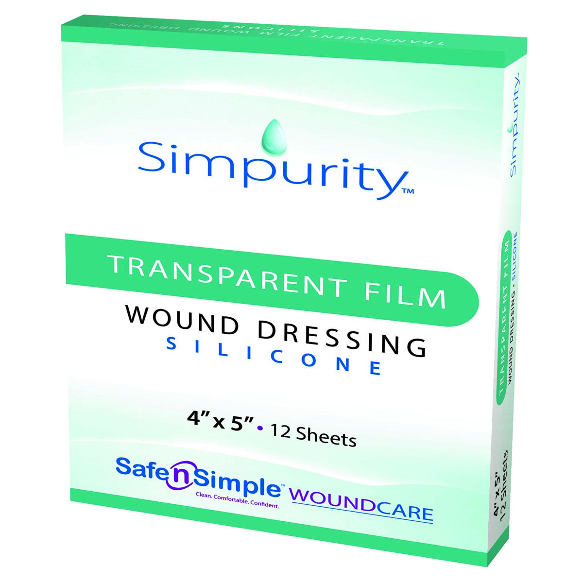 Safe n' Simple Simpurity Transparent Film Silicone Dressing, 4" x 5"
