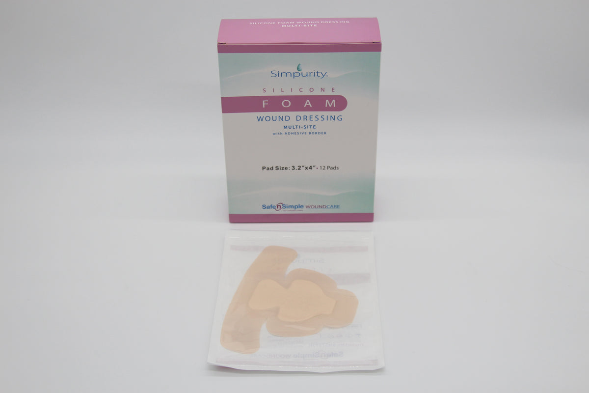 Safe N Simple Simpurity 5 Layer Multi Site Shape Silicone Foam Dressing with Border, 7.5" x 5.75"
