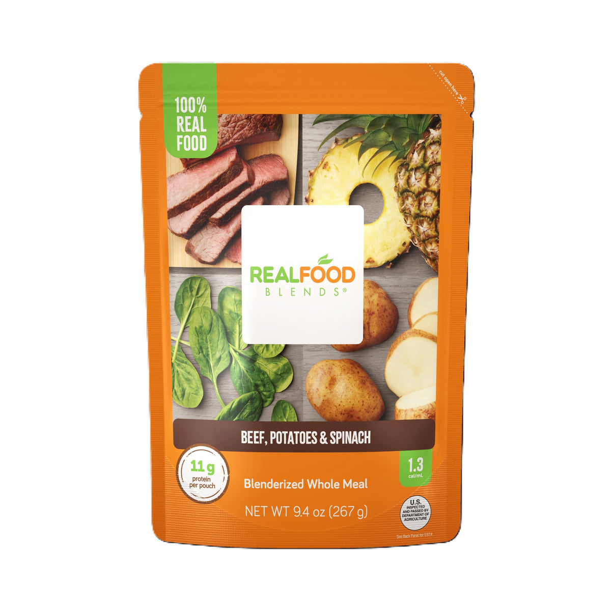 Real Food Blends Tube-Fed Meals 267g, Beef, Potatoes and Spinach