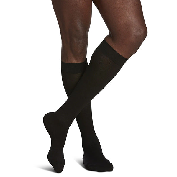 222C Style Sea Island Cotton Calf, 20-30mmHg, Women's, Large, Long, Black