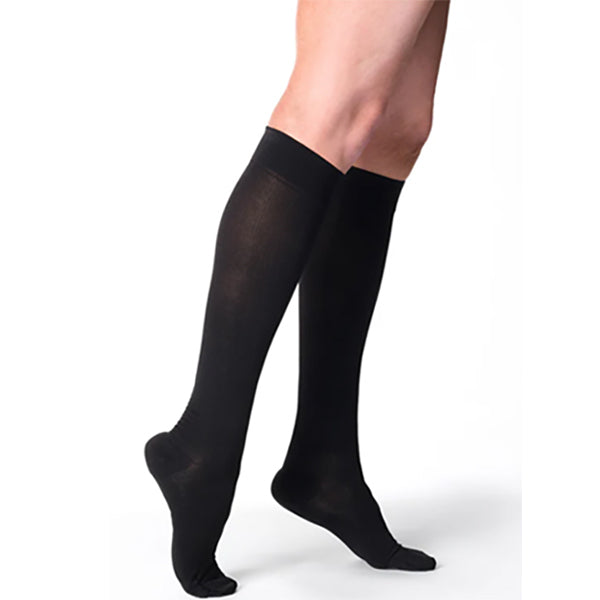 Sigvaris Women's Calf-High Compression Socks, Closed Toe, Black, Medium Long