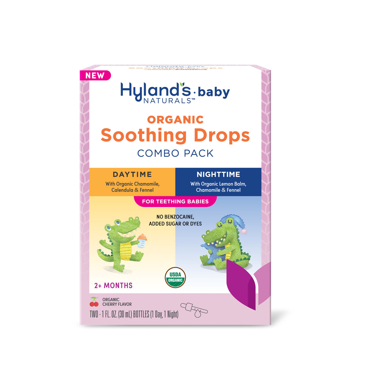 Hyland's Baby Organic Soothing Drops, Day & Night Combo Pack, Cherry, Two - 1 oz Bottles