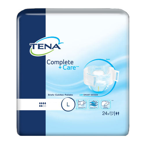 ESSITY TENA Complete +Care Incontinence Brief, Extra Absorbency, Extra Large, 52" to 62" Hip, 24 Count, Beige