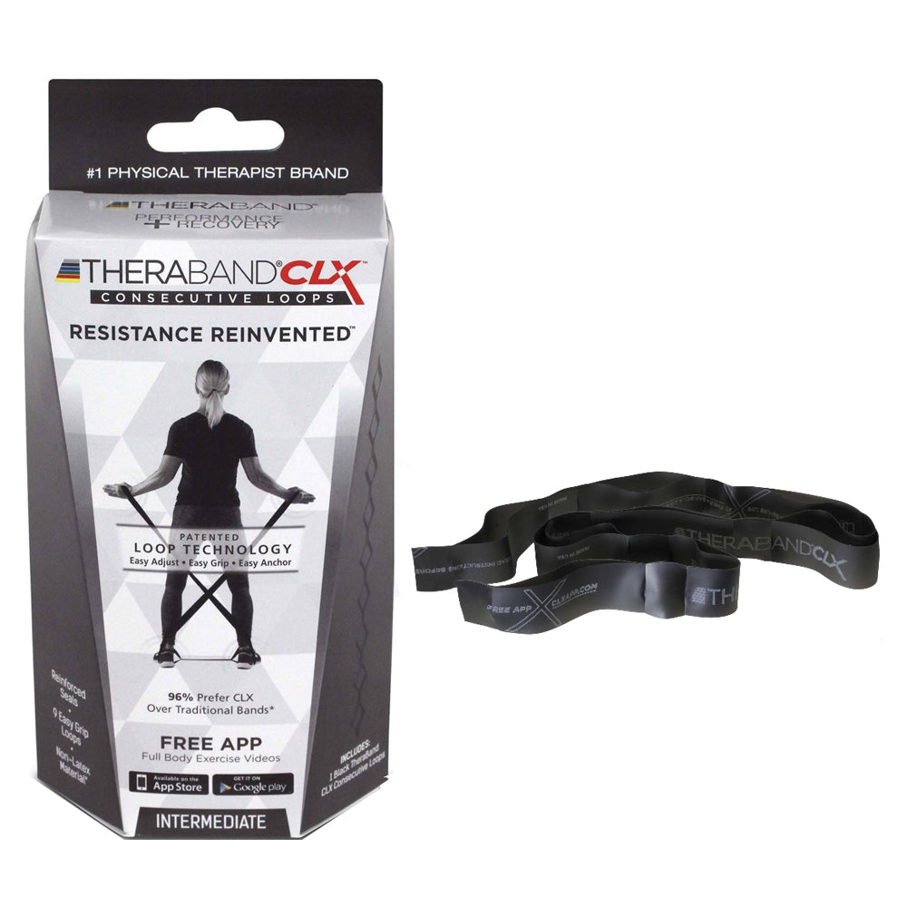 Hygenic TheraBand CLX Exercise Band, with Loops, Special Heavy, Advanced Level One, Intermediate, 5' Black
