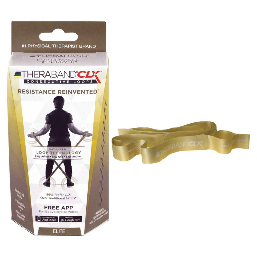 Hygenic TheraBand CLX Exercise Band, with Loops, Super Heavy, Max, Elite, Advanced, 5' Gold