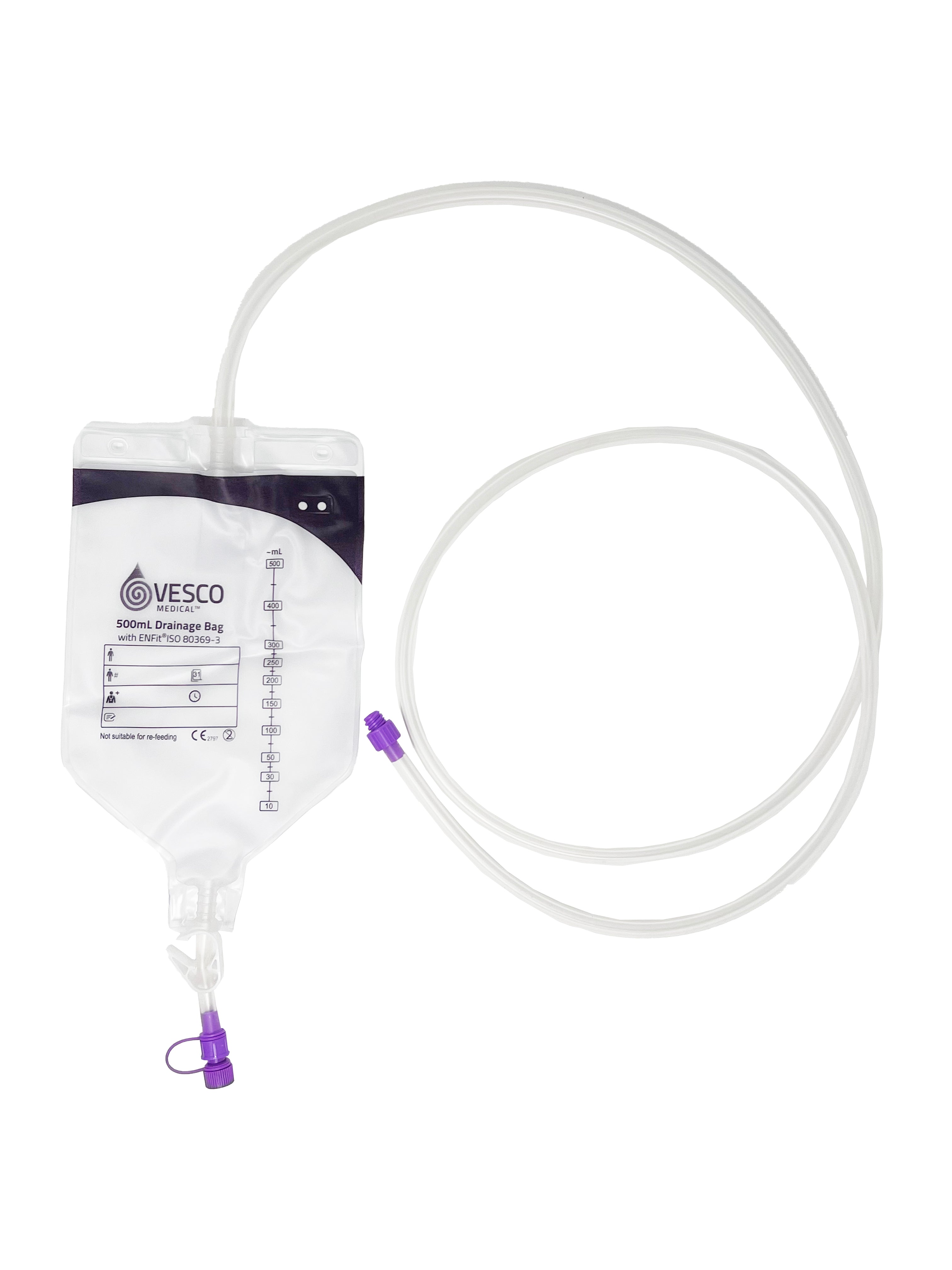 Vesco Medical Enteral Drainage Bag with ENFit Connector (Sterile) - 1pc
