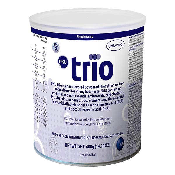 PKU trio, Unflavored, Powder, 400g Can