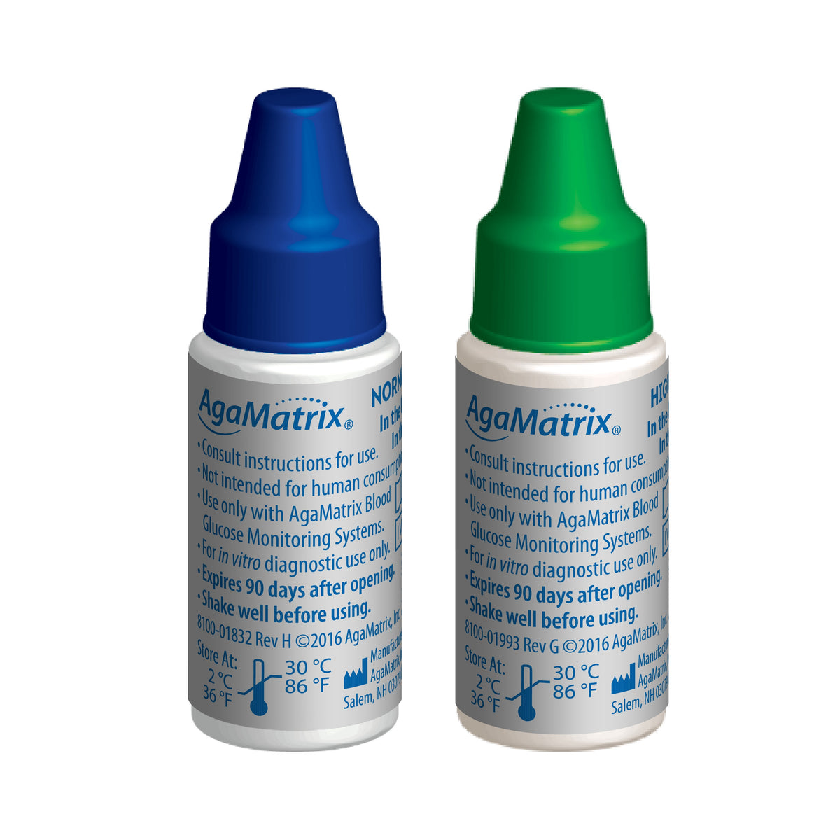 Agamatrix WaveSense Normal/High Blood Glucose Control Solution, For WaveSense Keynote Meters and Strips