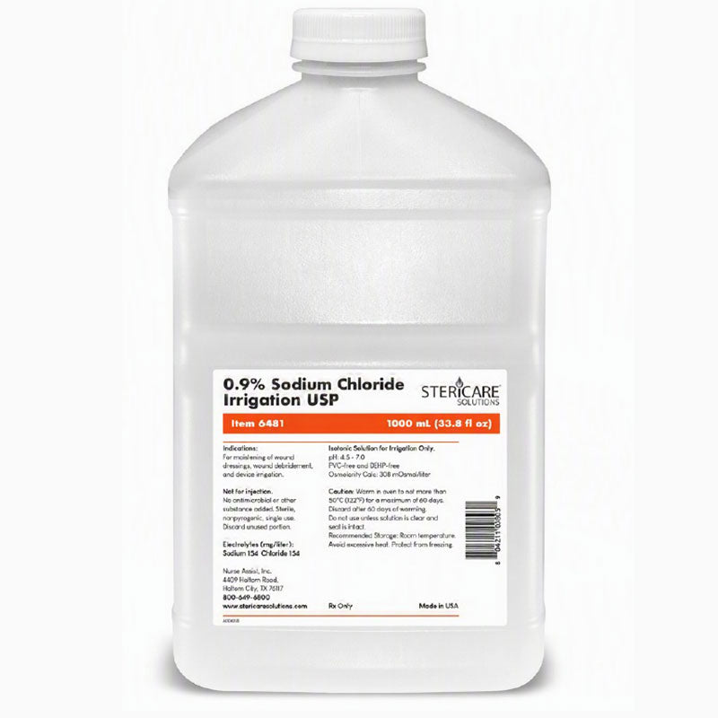 Nurse Assist USP Normal Sterile Saline, Screw Top Container, 1000mL
