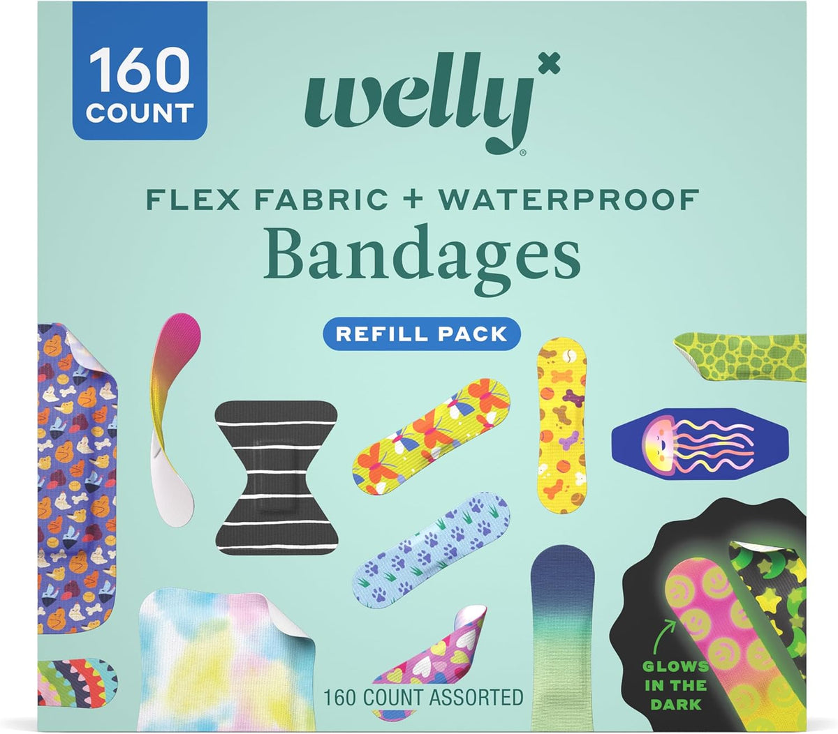 Welly Refill Pack- Flex Fabric & Waterproof Bandages, 160 ct