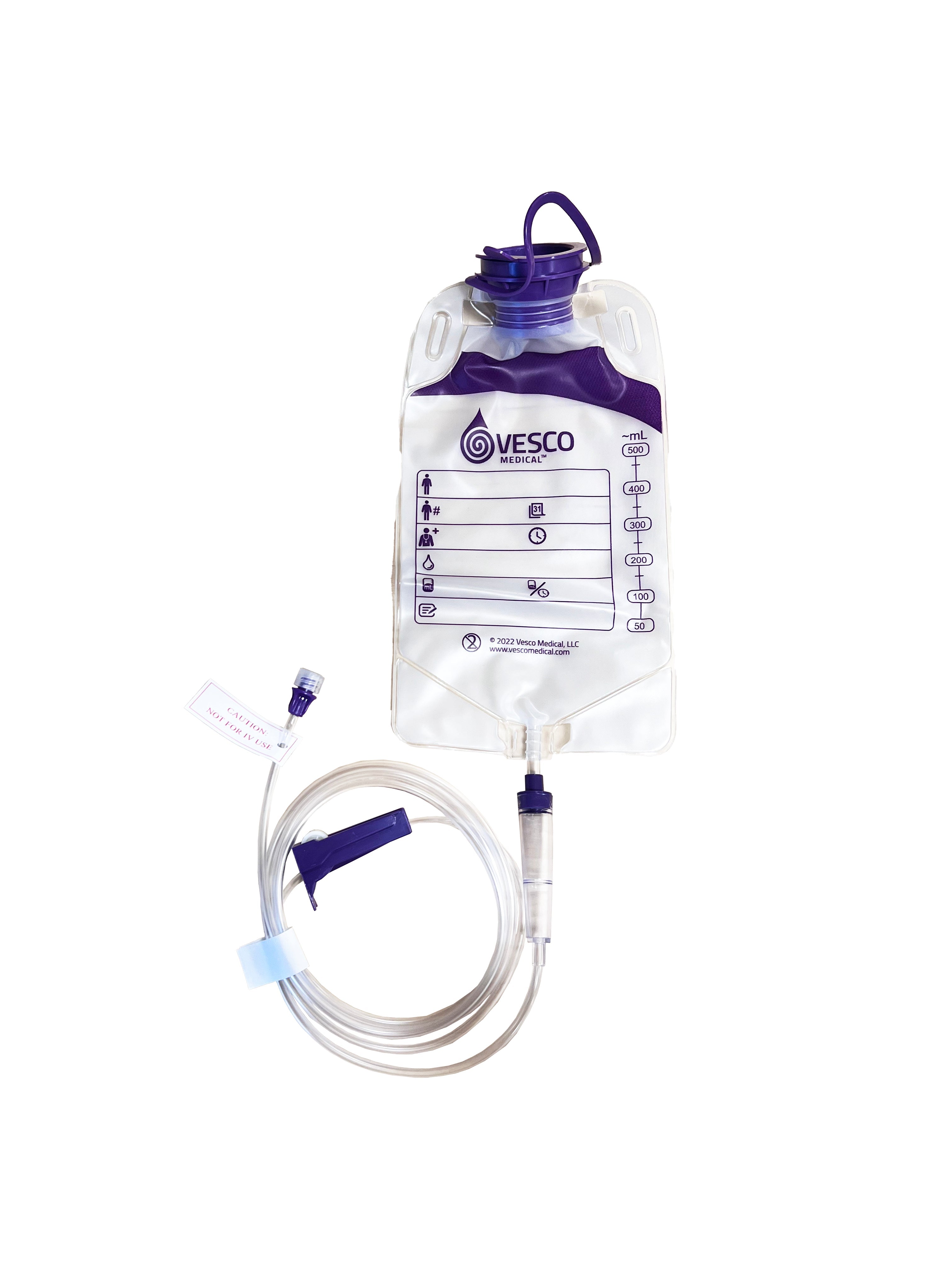 Vesco Medical Disposable Enteral Gravity Feeding Nutrition Bag with ENFit Connector - 1 pc